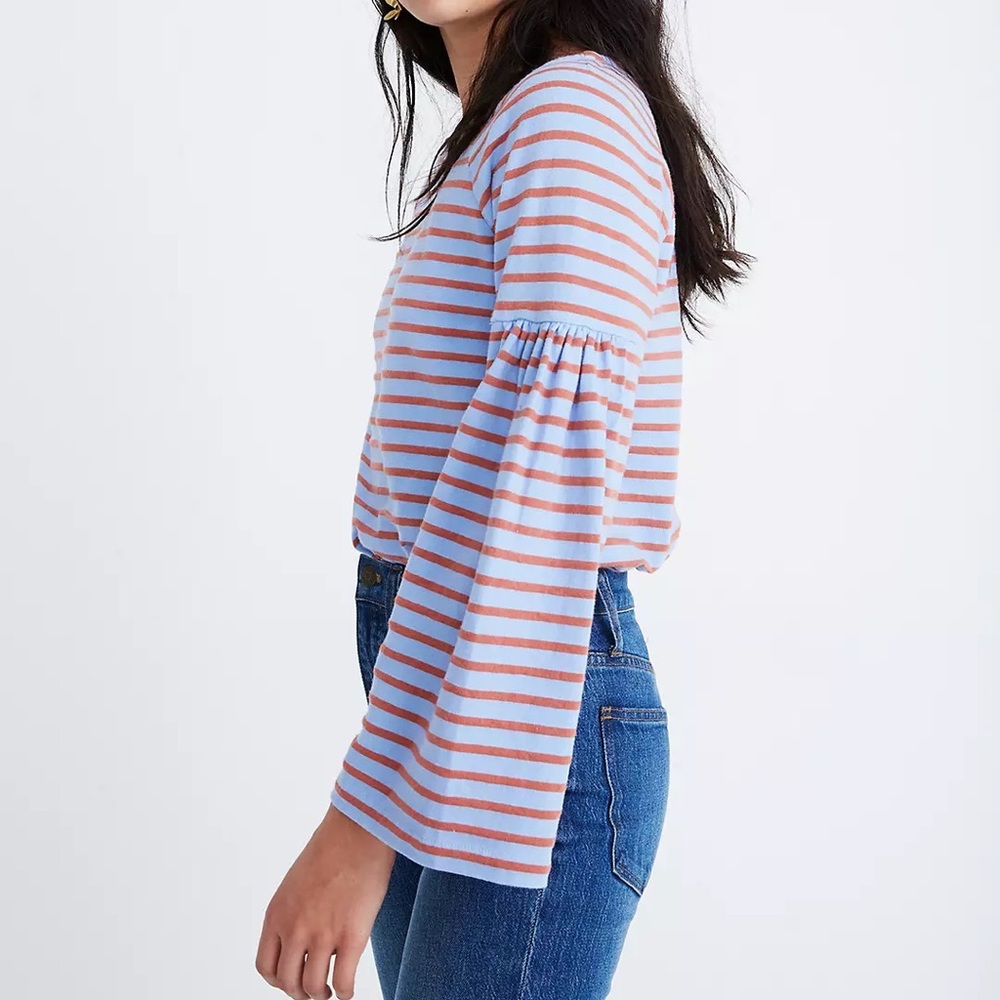 Madewell Shirred-Sleeve Sailor Top